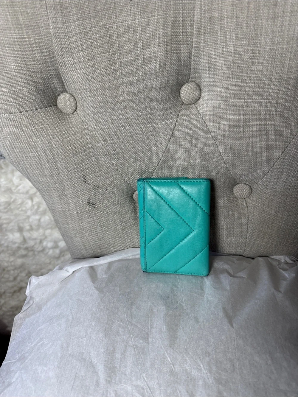 Kurt Geiger Quilted Teal Compact Leather Wallet